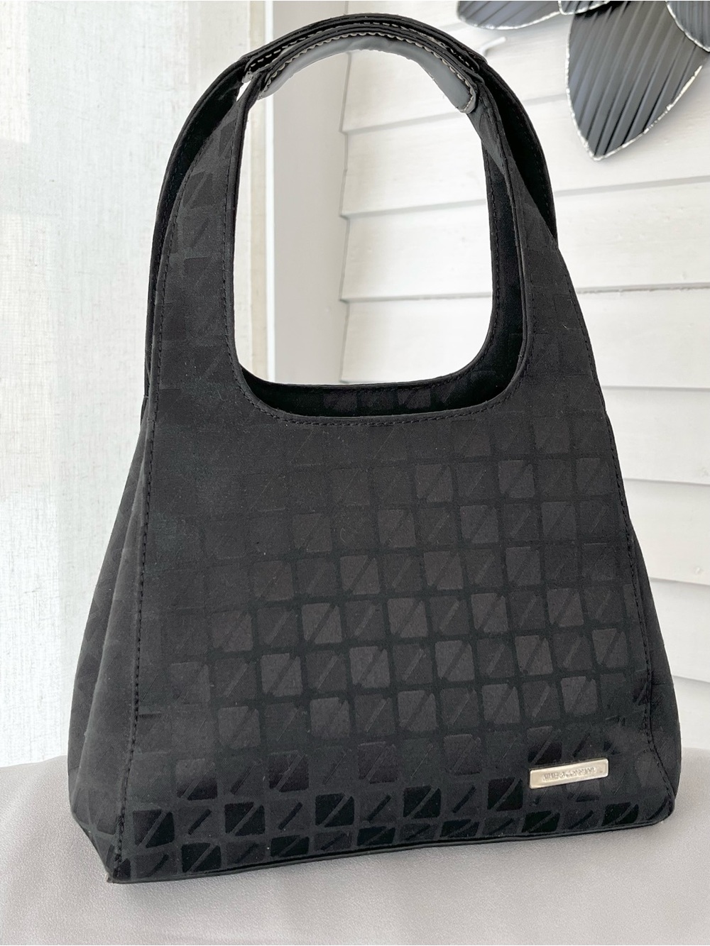 Nine & Co. Black Geometric Jacquard Micro Bag
